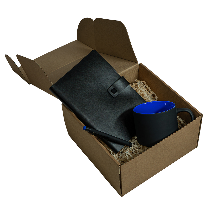 Набор подарочный DYNAMIC: кружка, ежедневник, ручка,  стружка, коробка, черный/синий — фото 2