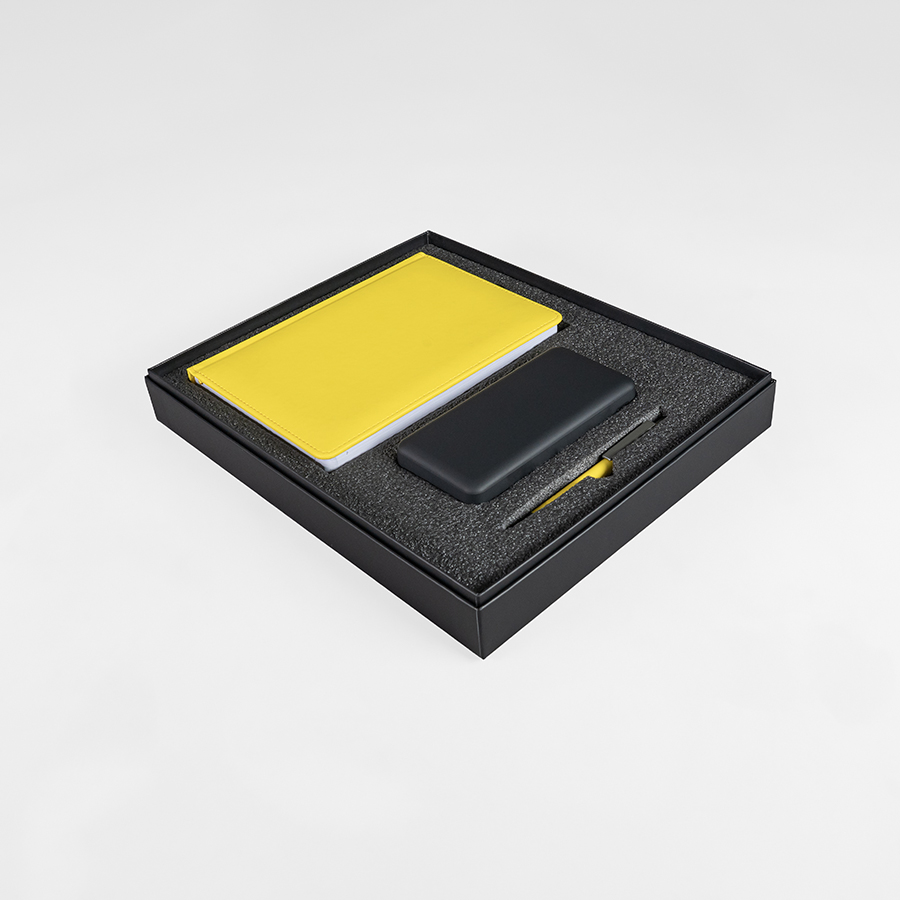 Набор подарочный POINT: ежедневник, ручка и power bank в коробке  с ложементом
