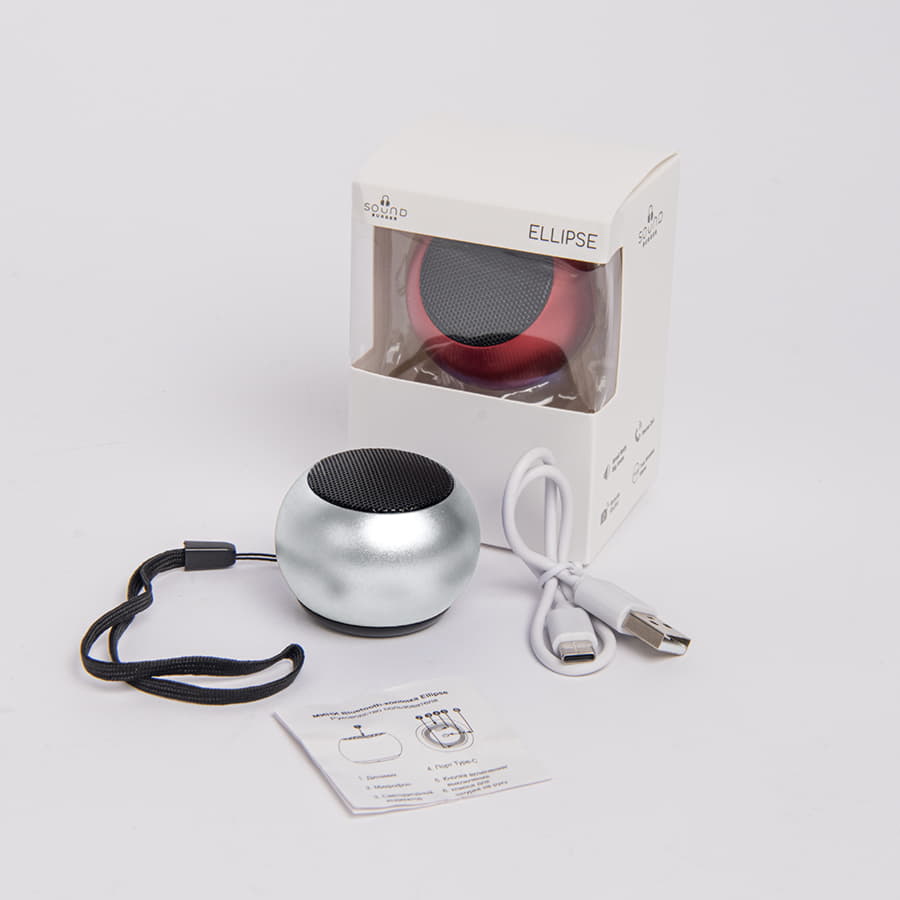 Портативная mini Bluetooth-колонка Sound Burger "Ellipse" серебро — фото 9