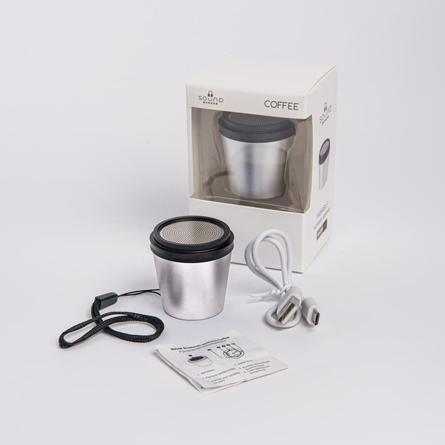 Портативная mini Bluetooth-колонка Sound Burger "Coffee" серебристый — фото 4