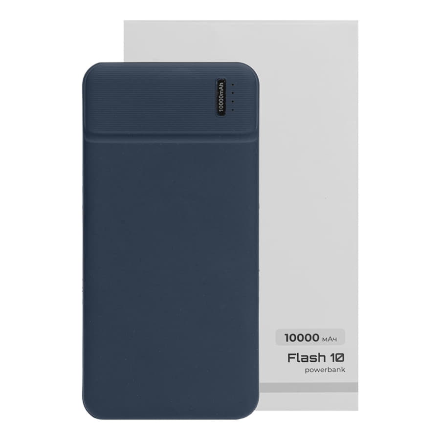 Универсальный аккумулятор Flash 10 (10000 мАч) с подсветкой и soft touch,синий,13,7х6,87х1,55 мм — фото 12