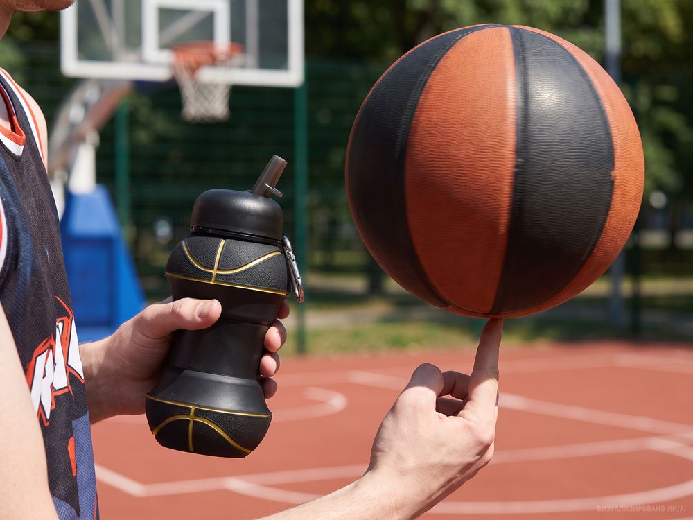 Складная бутылка для воды Basketball Flex, черная — фото 12