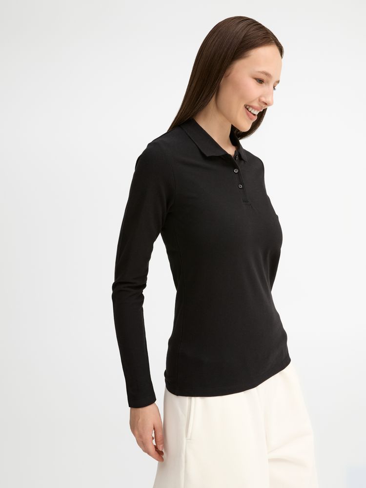 Рубашка поло женская с длинным рукавом Perfect LSL Women, черная — фото 6