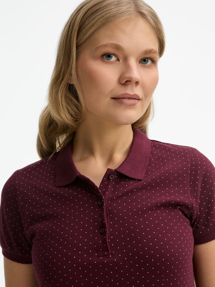 Рубашка поло женская Brandy Women, бордовая с белым — фото 8