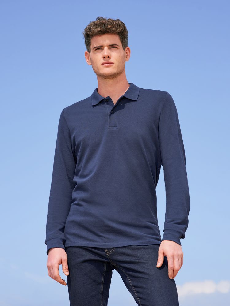 Рубашка поло мужская с длинным рукавом Perfect LSL Men, белая — фото 6