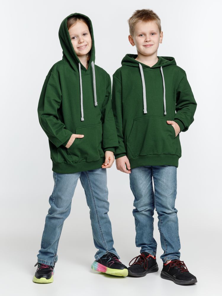 Толстовка с капюшоном детская Kirenga Kids, темно-зеленая — фото 7