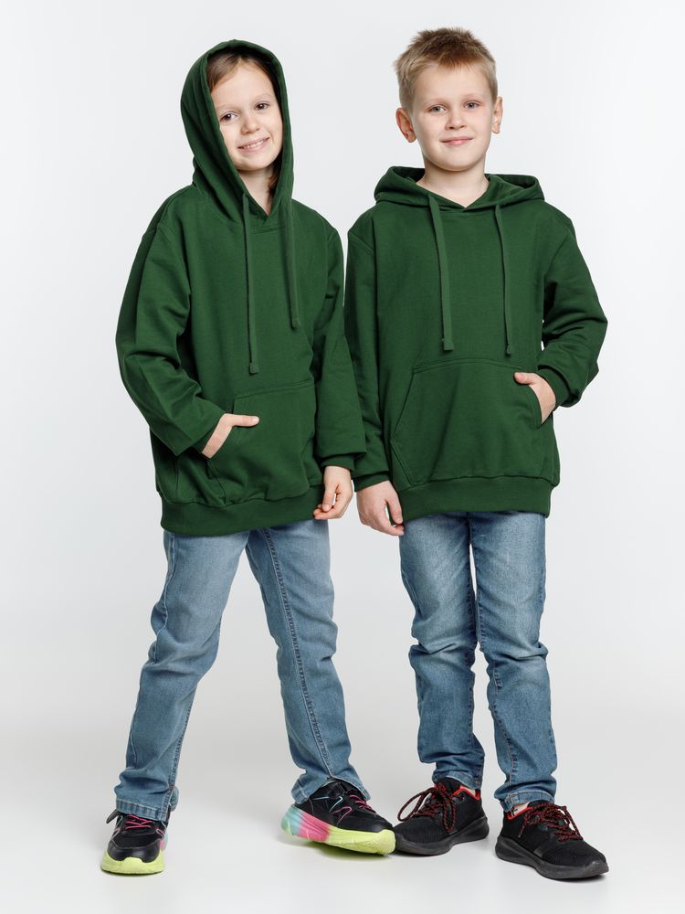 Худи детское Kirenga Kids 2.0, темно-зеленое — фото 8