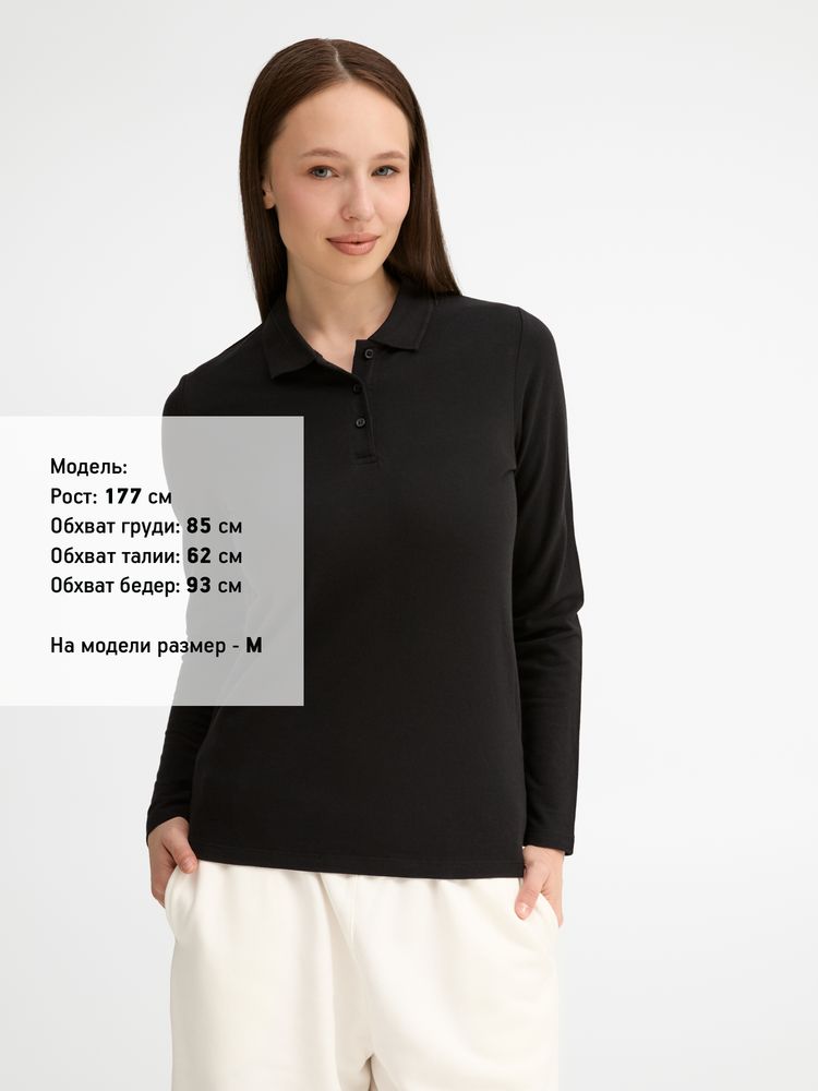 Рубашка поло женская с длинным рукавом Perfect LSL Women, черная — фото 8