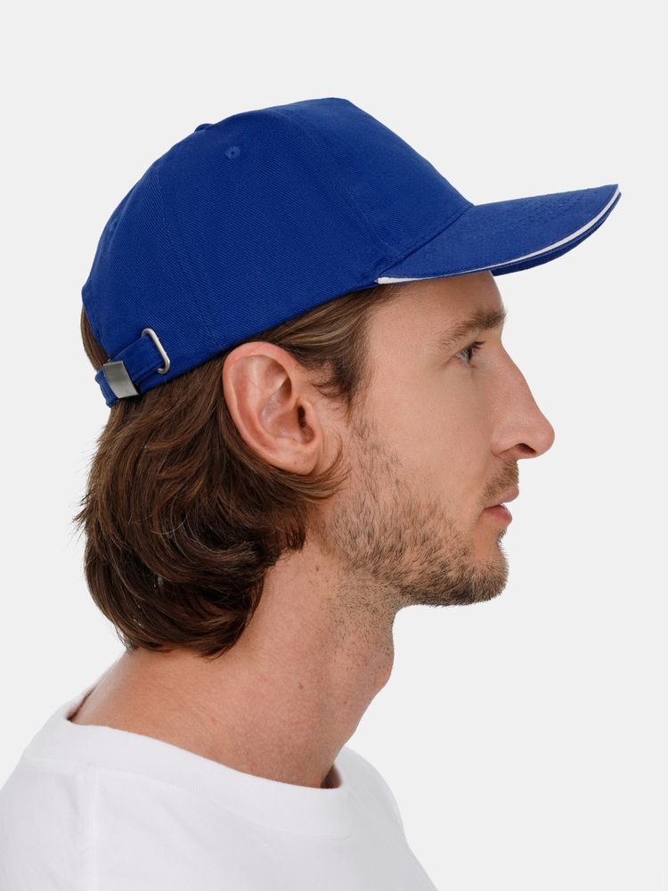 Бейсболка Classic 2.0, ярко-синяя с белым кантом — фото 11