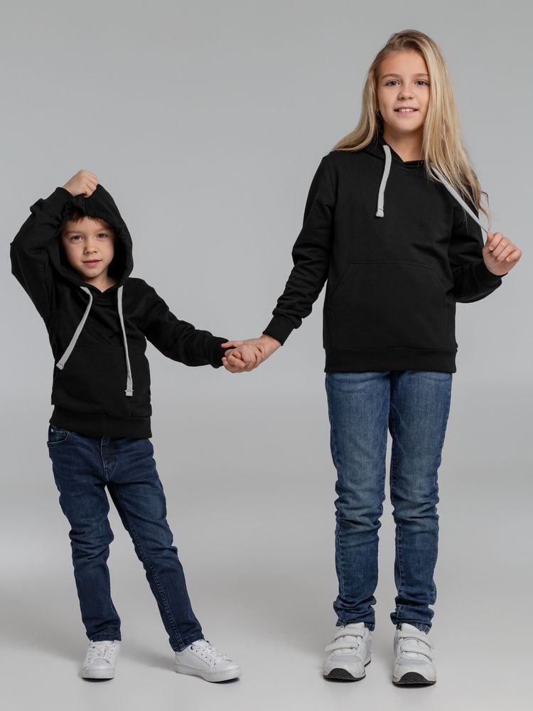 Толстовка с капюшоном детская Kirenga Kids, черная — фото 1