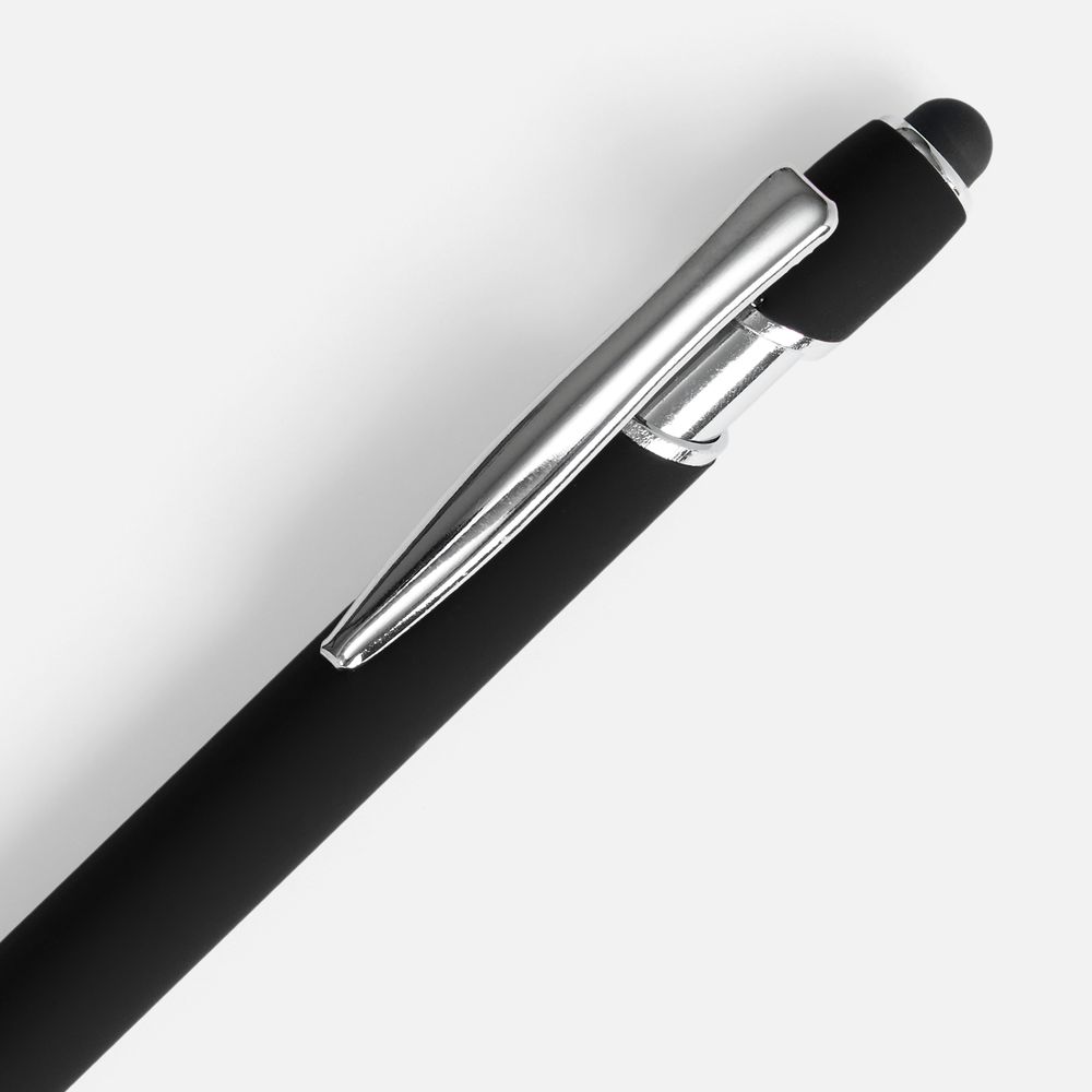 Ручка шариковая Pointer Soft Touch со стилусом, черная — фото 1