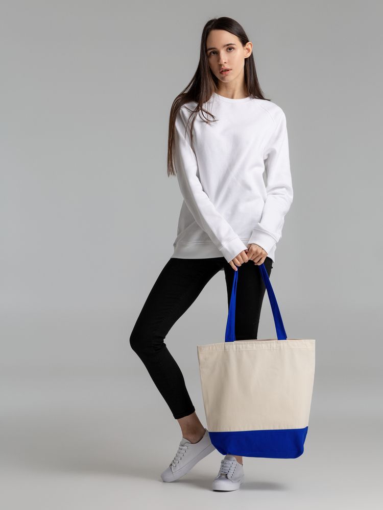 Сумка для покупок на молнии Shopaholic Zip, неокрашенная с синим — фото 2