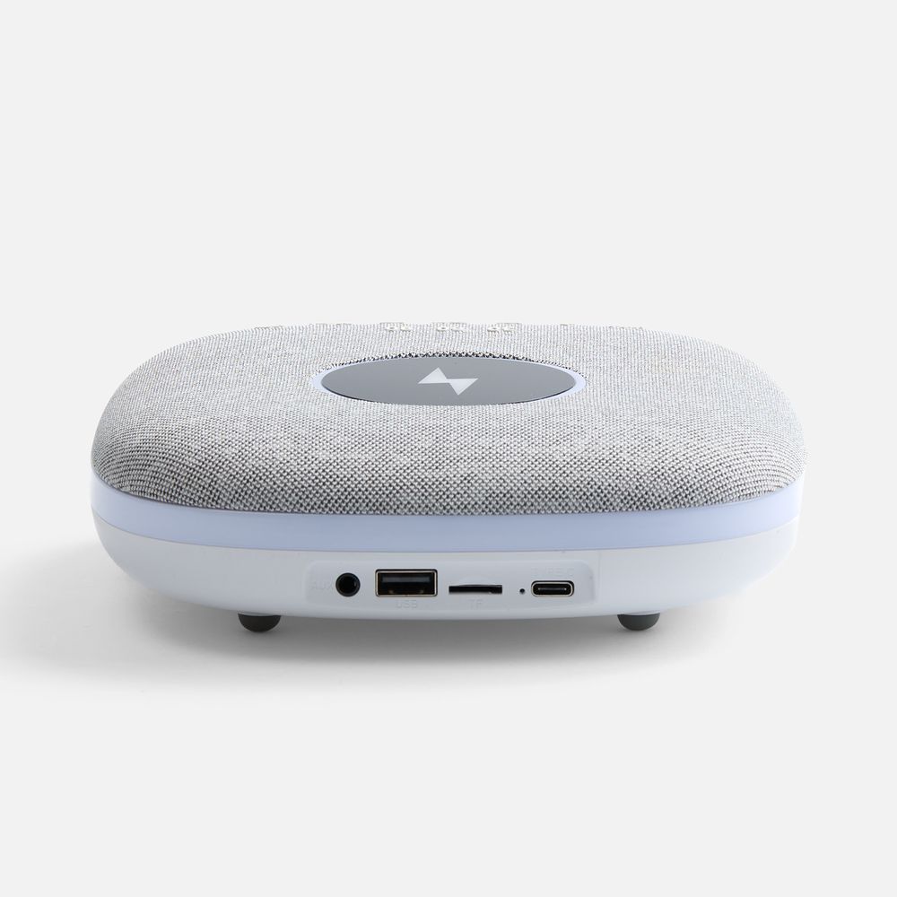Bluetooth-колонка с беспроводной зарядкой и подсветкой Terrafonic, серая — фото 1