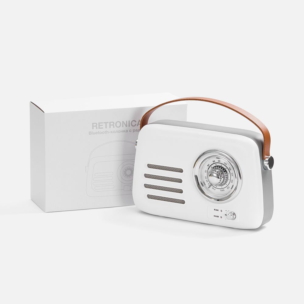 Bluetooth-колонка с радио Retronica, белая — фото 1