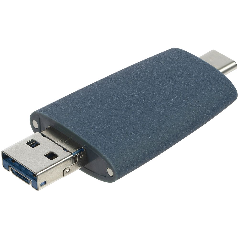 Флешка Pebble Universal, USB 3.0, серо-синяя, 32 Гб — фото 1