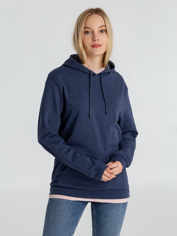 Толстовка с капюшоном унисекс Hoodie, синий меланж — фото 4