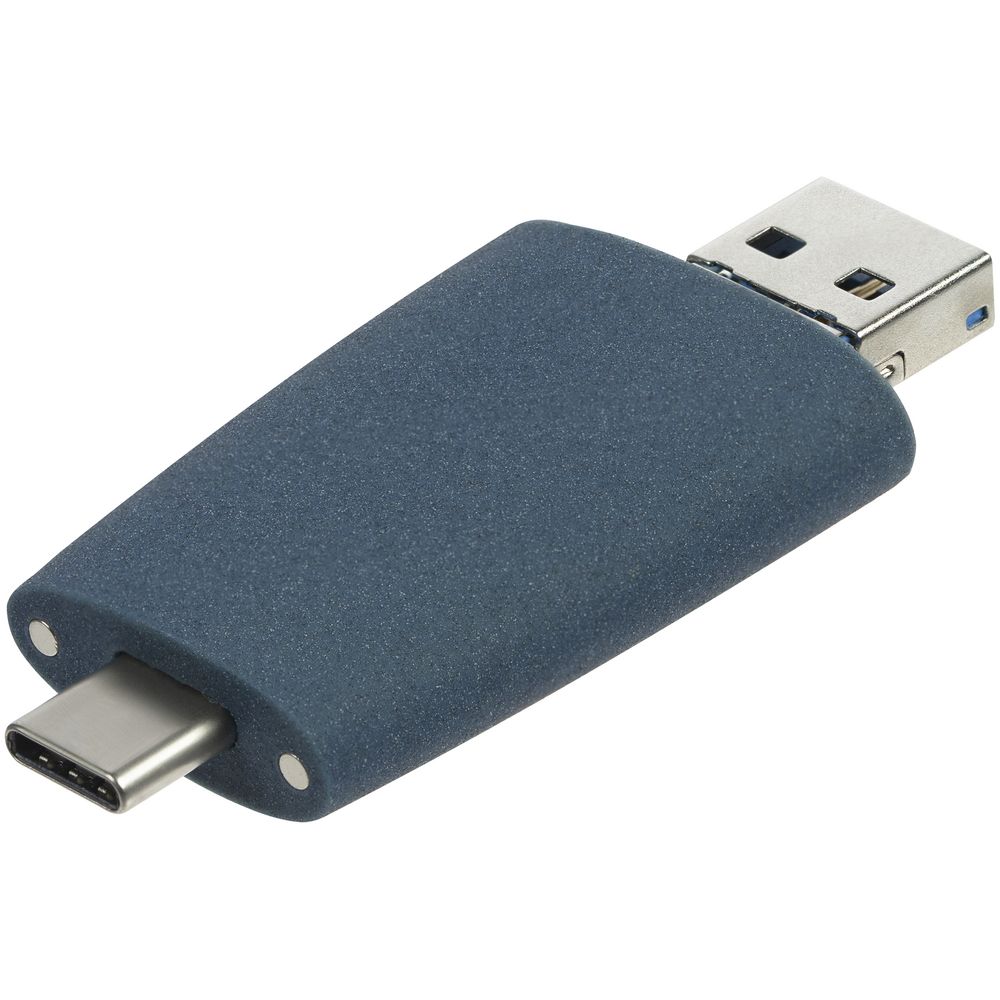Флешка Pebble Universal, USB 3.0, серо-синяя, 32 Гб — фото 2