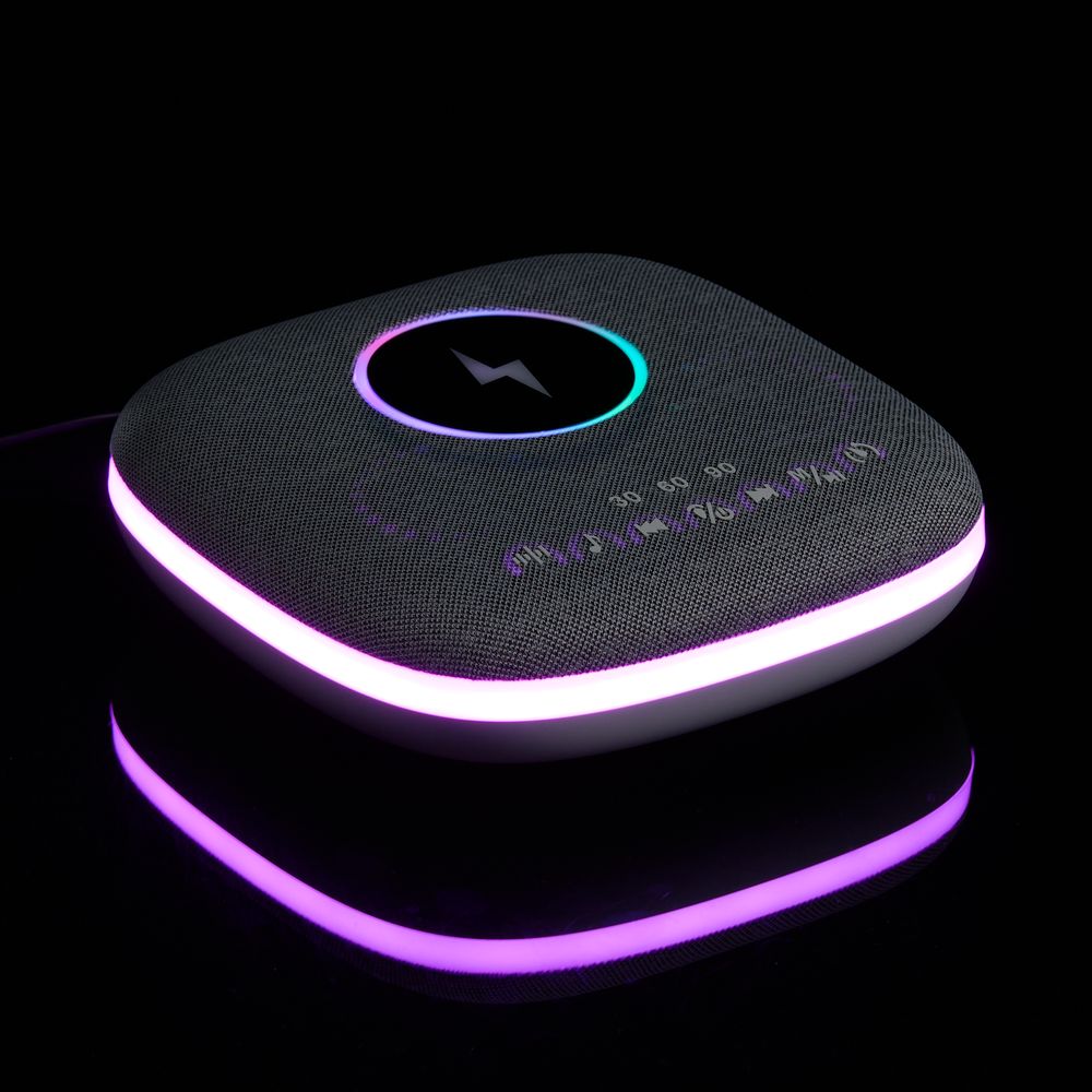 Bluetooth-колонка с беспроводной зарядкой и подсветкой Terrafonic, серая — фото 4