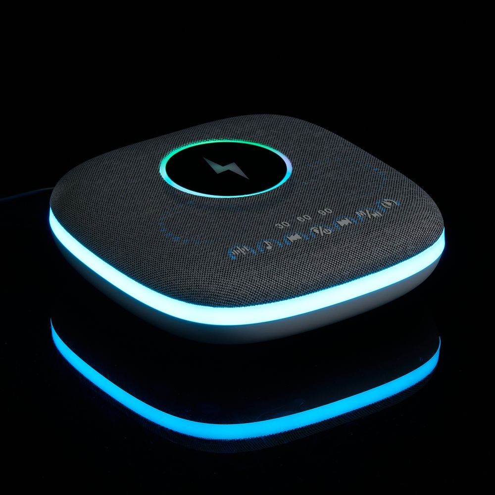 Bluetooth-колонка с беспроводной зарядкой и подсветкой Terrafonic, серая — фото 5