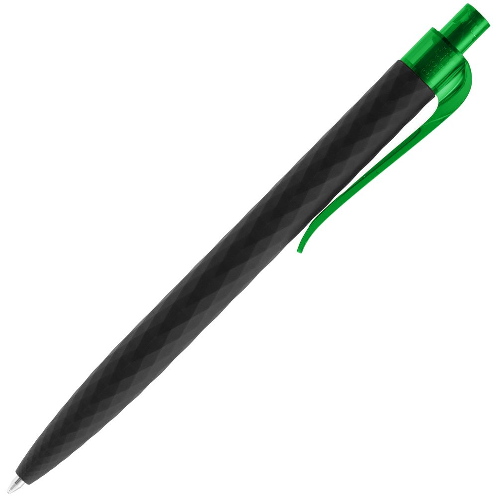 Ручка шариковая Prodir QS01 PRT-T Soft Touch, черная с зеленым — фото 1