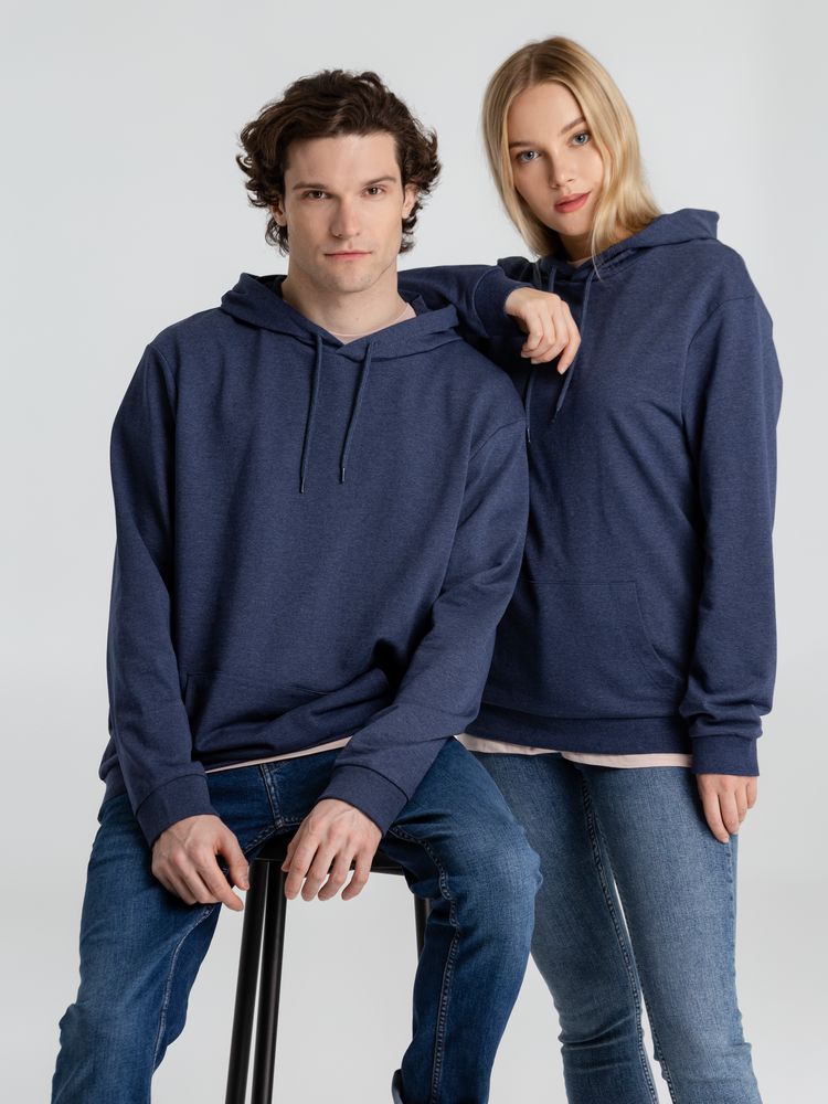 Толстовка с капюшоном унисекс Hoodie, синий меланж — фото 5