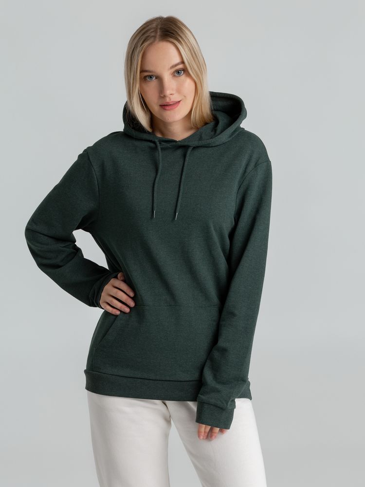 Толстовка с капюшоном унисекс Hoodie, темно-зеленый меланж — фото 2