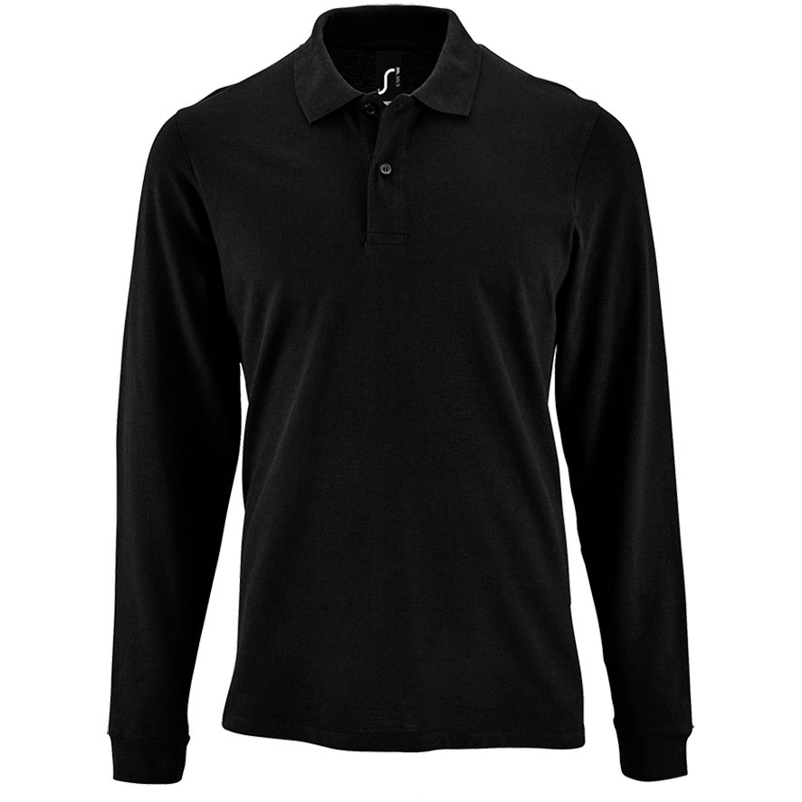 Рубашка поло мужская с длинным рукавом Perfect LSL Men, черная — фото 3