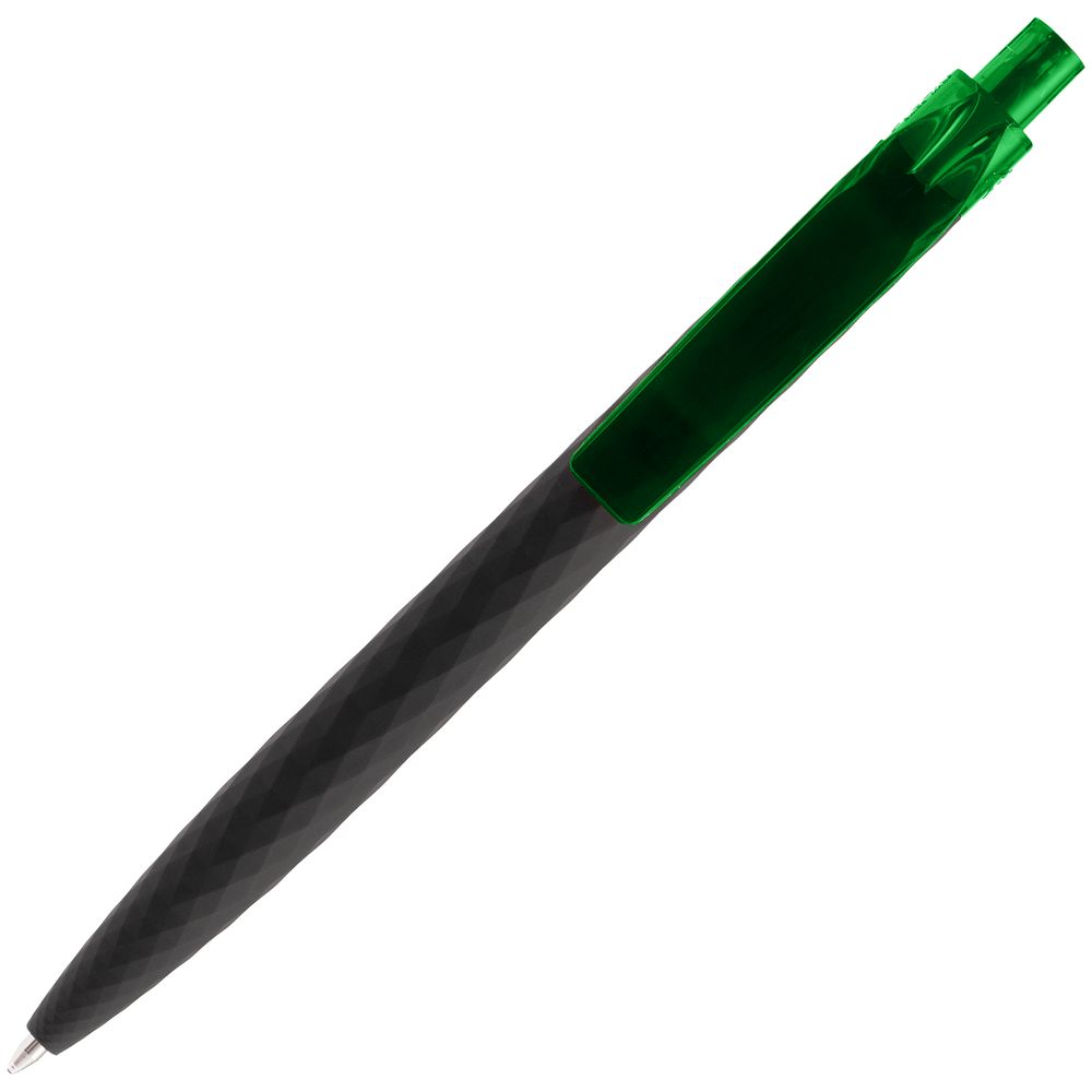 Ручка шариковая Prodir QS01 PRT-T Soft Touch, черная с зеленым — фото 2