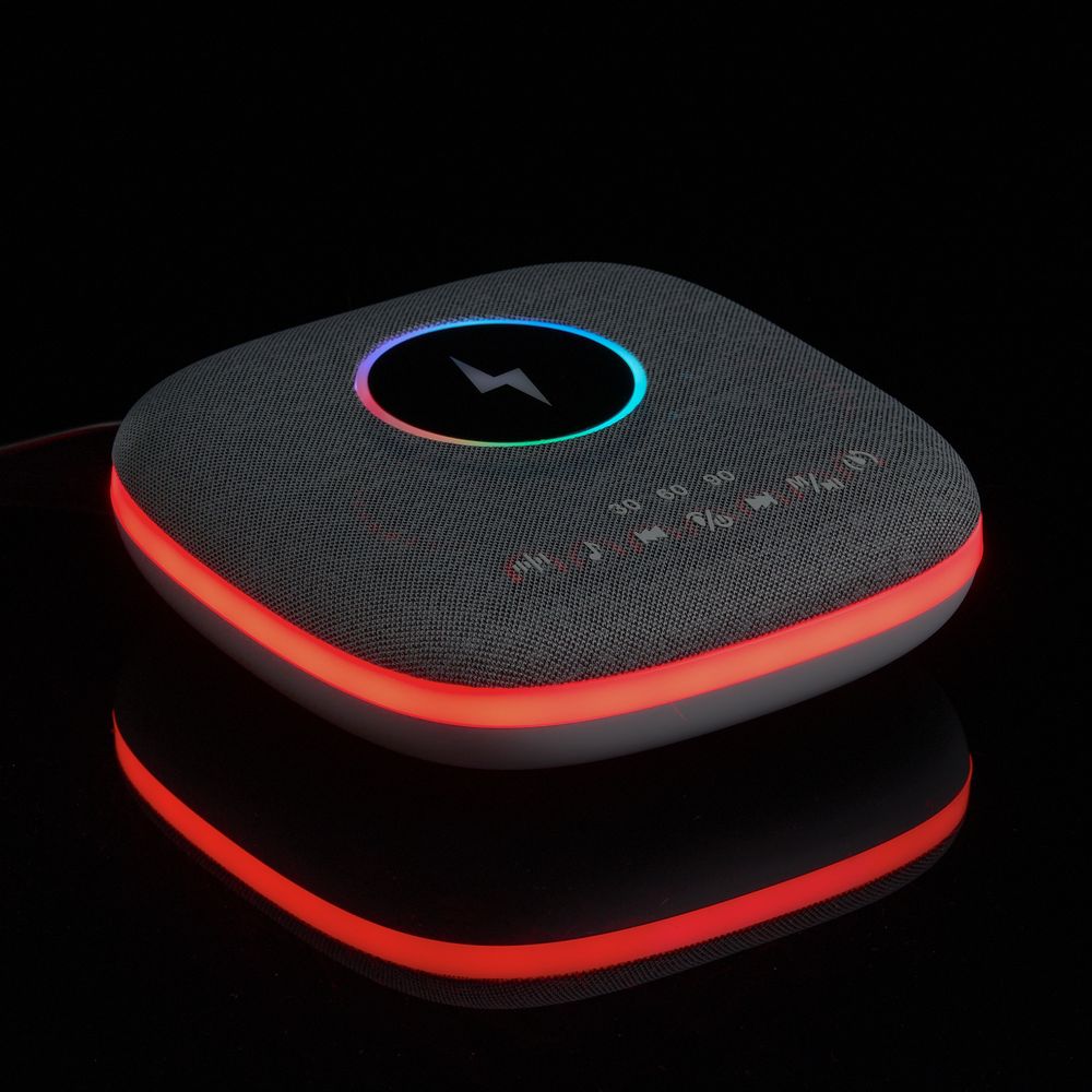 Bluetooth-колонка с беспроводной зарядкой и подсветкой Terrafonic, серая — фото 6
