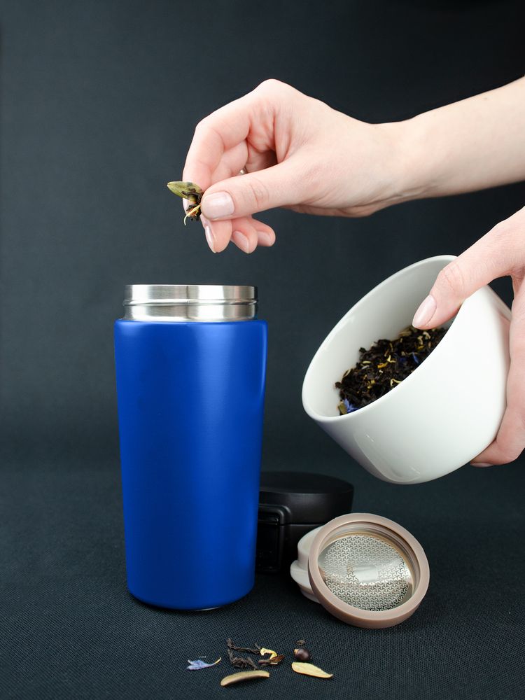 Термостакан с ситечком No Leak Infuser, синий — фото 8