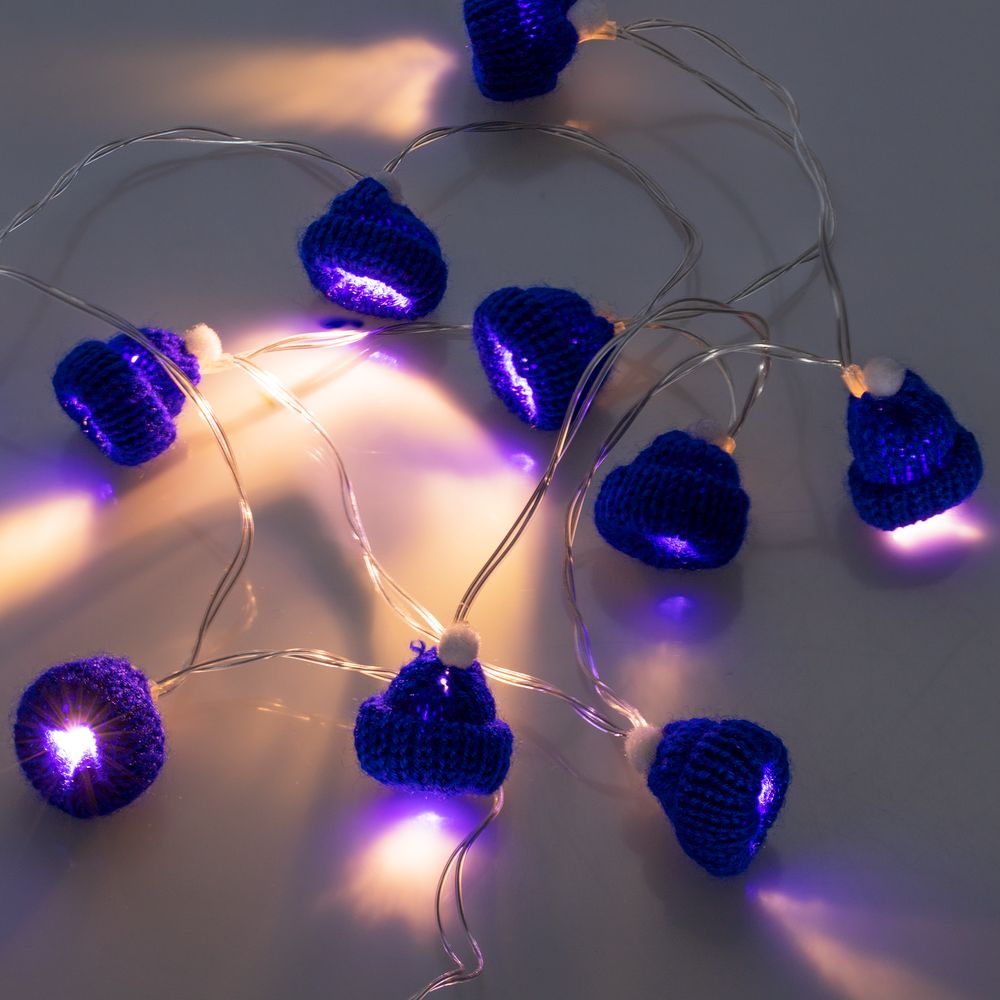 Гирлянда Cosy Poms, синяя — фото 3