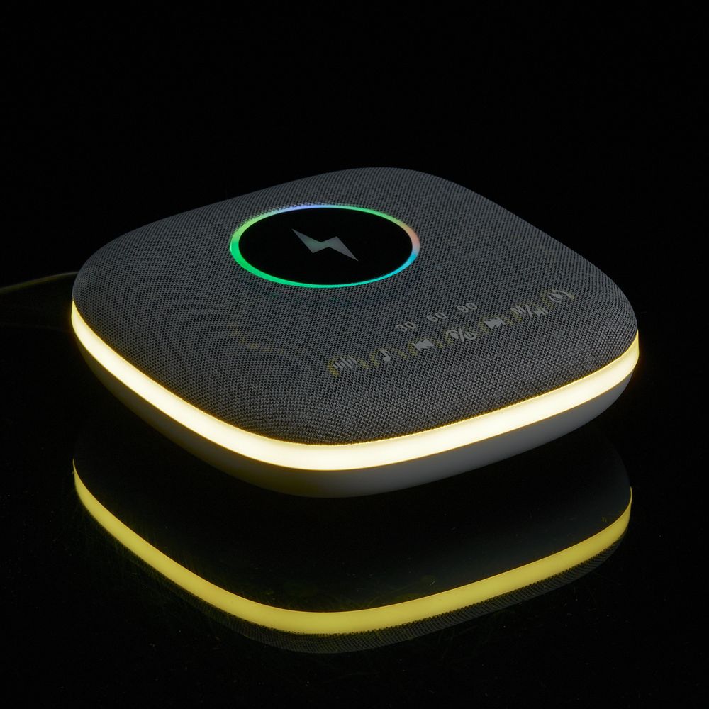 Bluetooth-колонка с беспроводной зарядкой и подсветкой Terrafonic, серая — фото 7