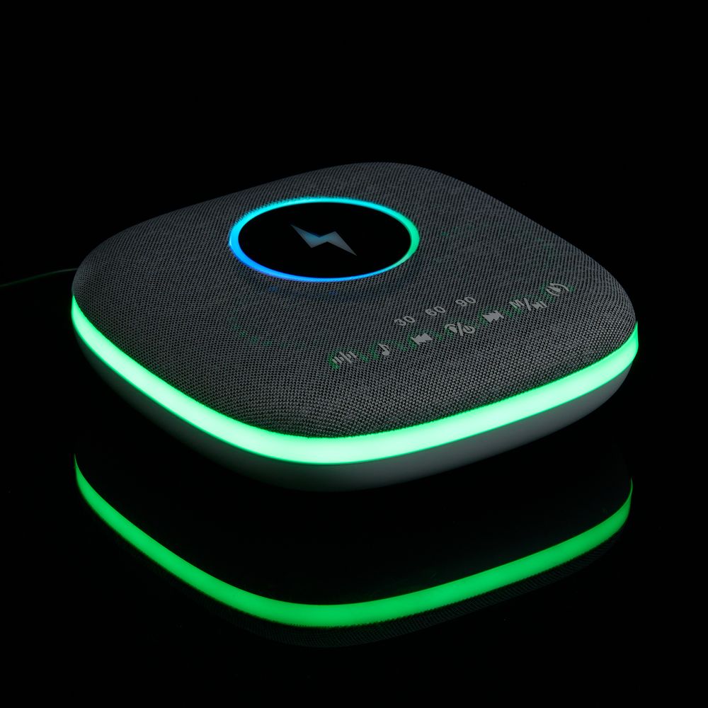 Bluetooth-колонка с беспроводной зарядкой и подсветкой Terrafonic, серая — фото 8