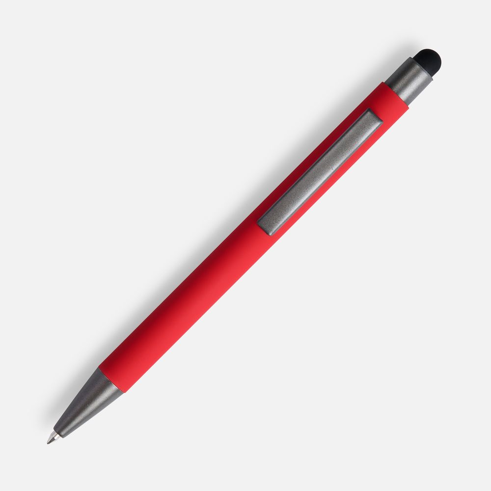 Ручка шариковая Atento Soft Touch со стилусом, красная — фото 1