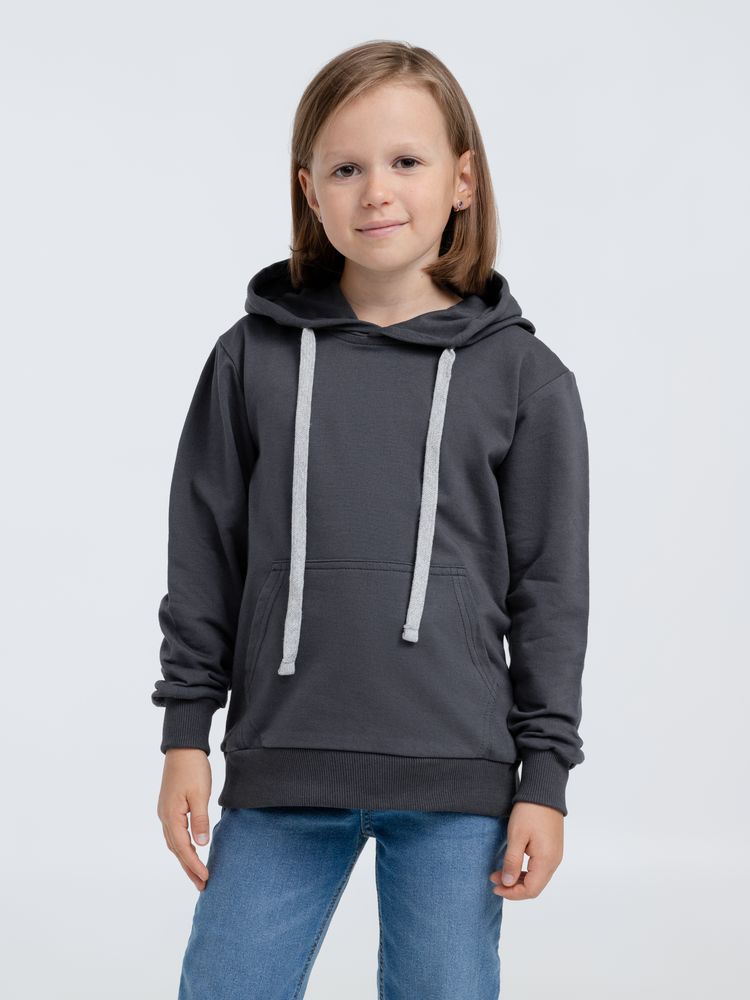 Толстовка с капюшоном детская Kirenga Kids, темно-серая (графит) — фото 1