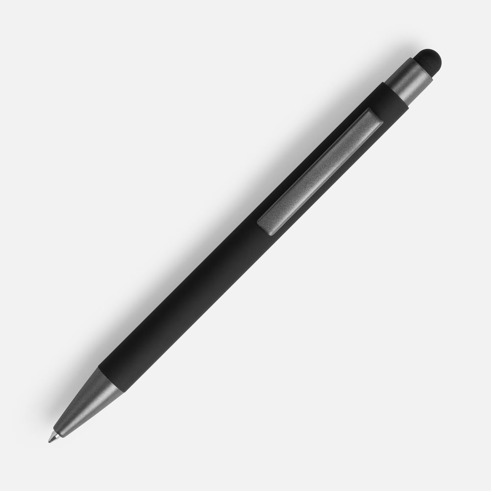 Ручка шариковая Atento Soft Touch Stylus со стилусом, черная — фото 1