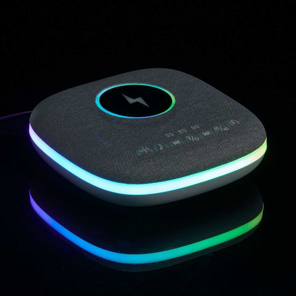 Bluetooth-колонка с беспроводной зарядкой и подсветкой Terrafonic, серая — фото 9