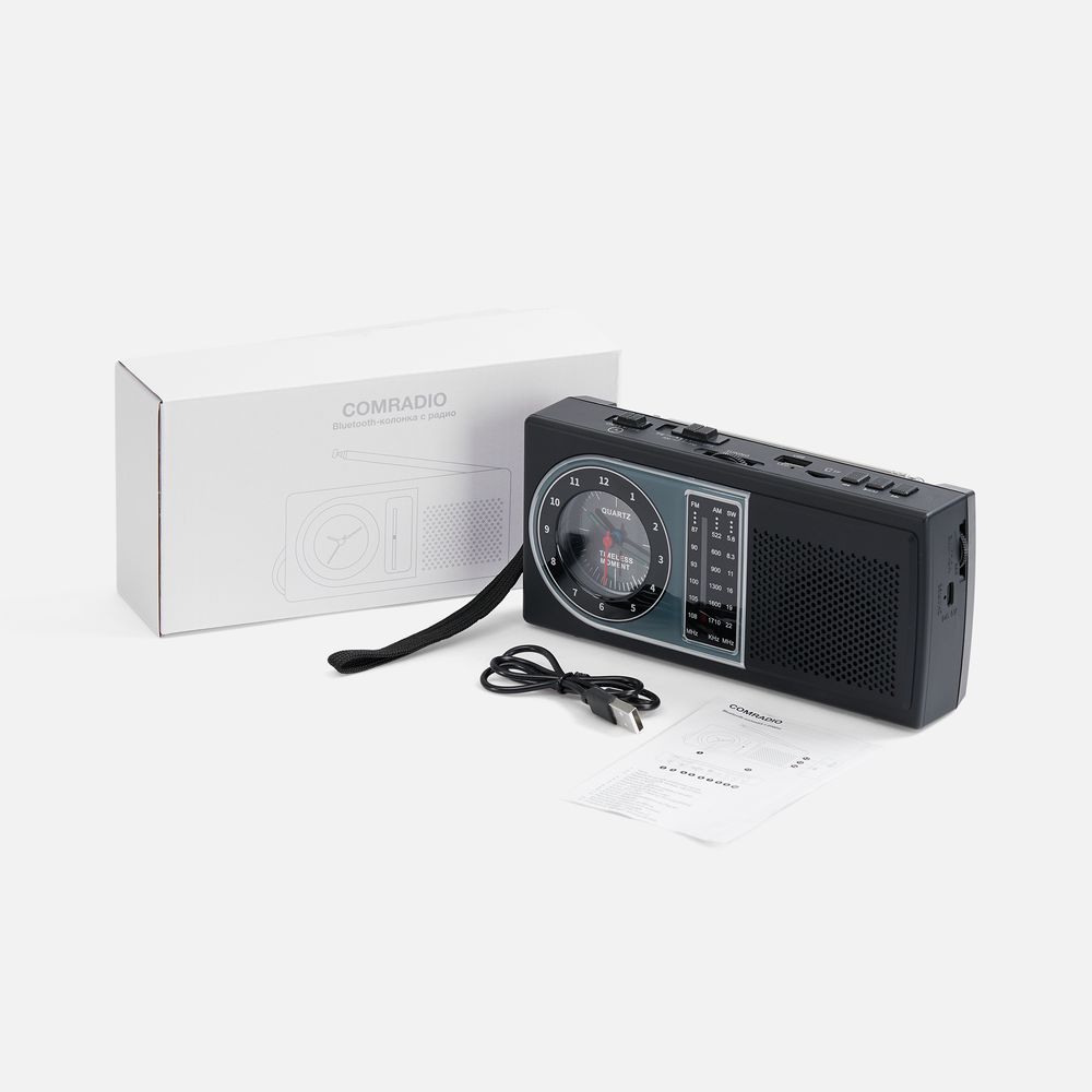 Bluetooth-колонка с радио Comradio, черная — фото 2