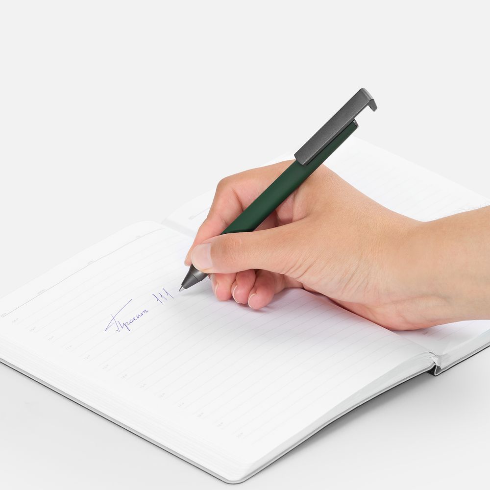 Ручка шариковая Standic Soft Touch с подставкой для телефона, зеленая — фото 3