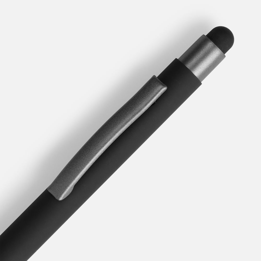 Ручка шариковая Atento Soft Touch Stylus со стилусом, черная — фото 2