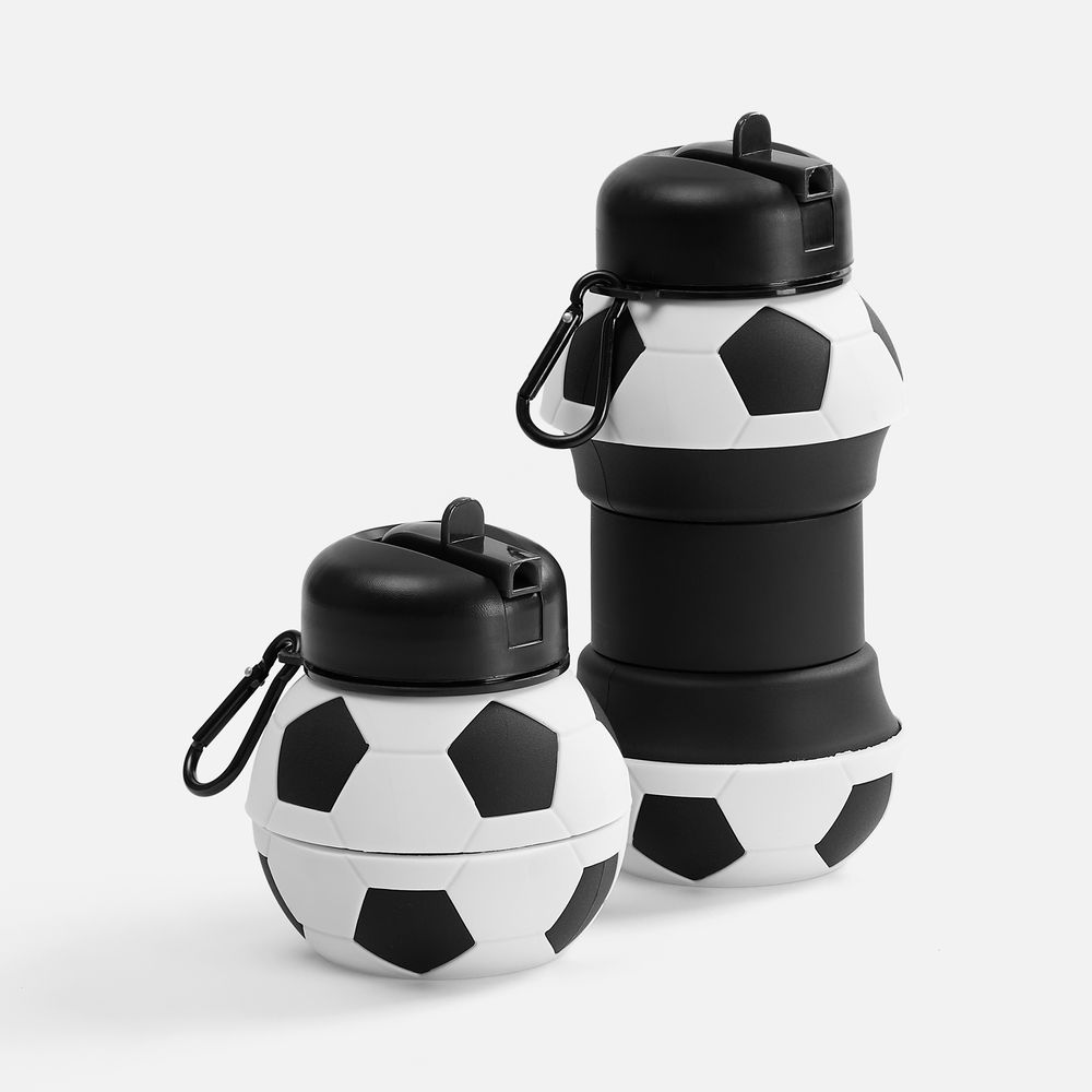 Складная бутылка для воды Football Flex, белая с черным — фото 9