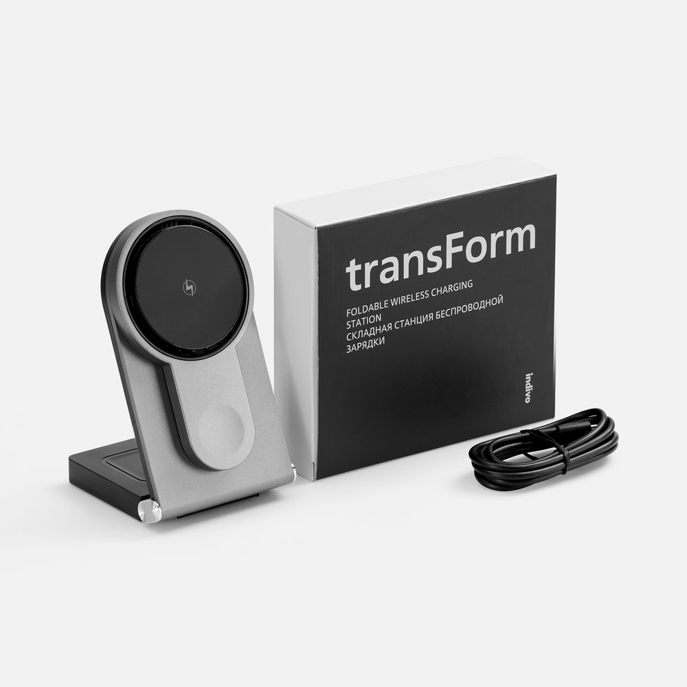 Складная станция беспроводной зарядки transForm, серый металлик — фото 2