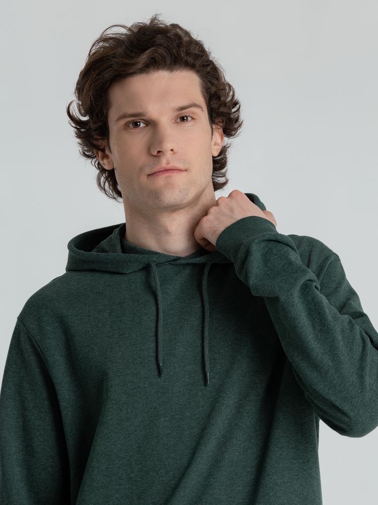 Толстовка с капюшоном унисекс Hoodie, темно-зеленый меланж — фото 6