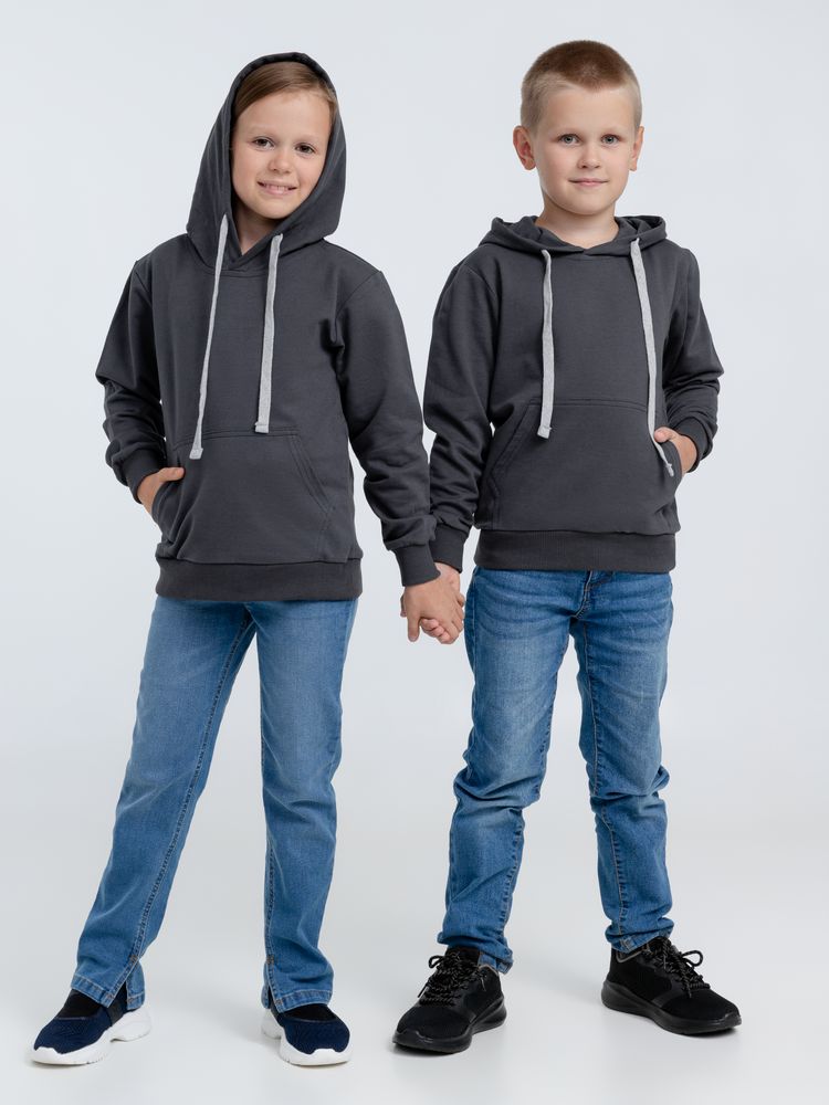 Толстовка с капюшоном детская Kirenga Kids, темно-серая (графит) — фото 4
