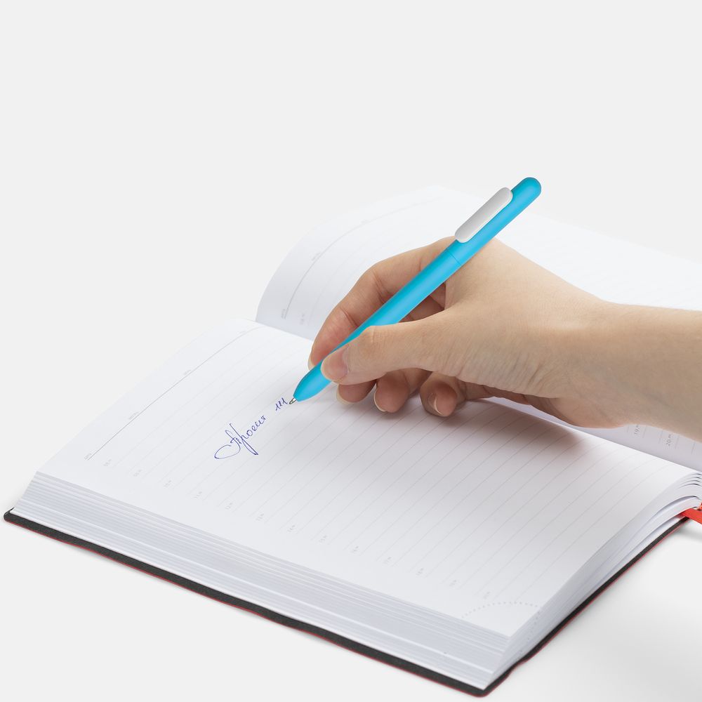 Ручка шариковая Swiper Soft Touch, голубая с белым — фото 1