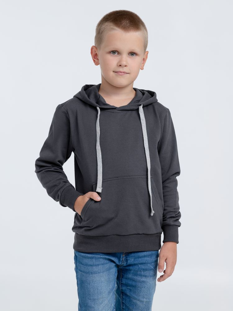 Толстовка с капюшоном детская Kirenga Kids, темно-серая (графит) — фото 5