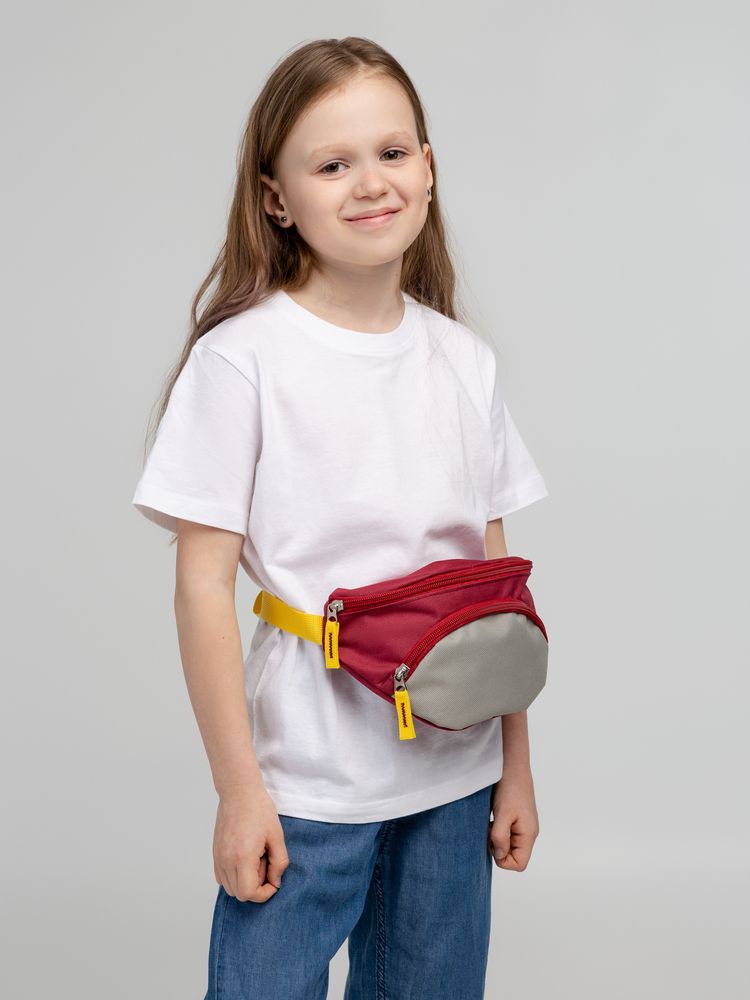 Поясная сумка детская Kiddo, бордовая с серым — фото 2
