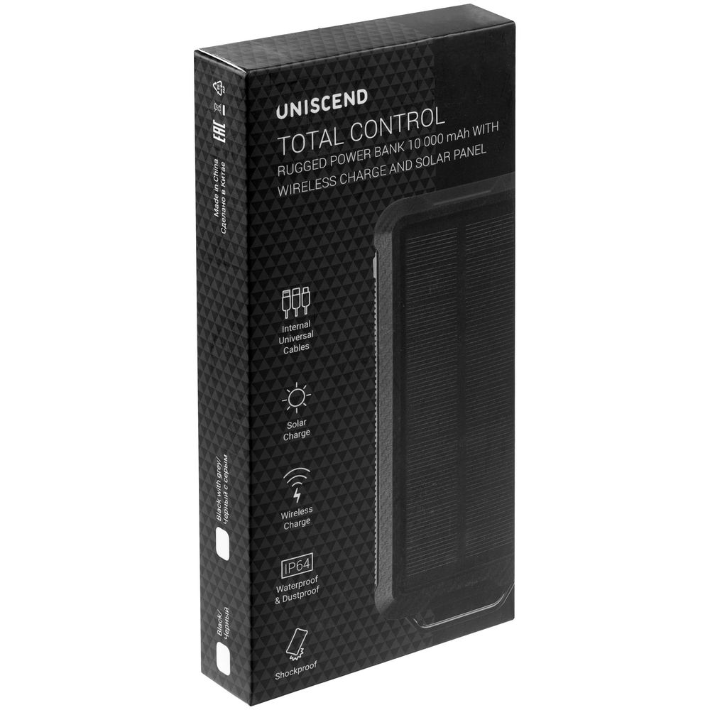 Аккумулятор защищенный Total Control 10000 мАч, черный с серым — фото 8