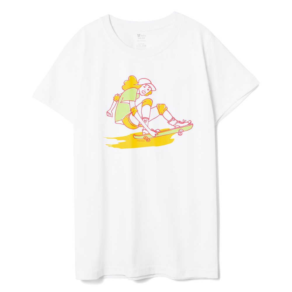 Футболка детская Skateboard, белая — фото 3