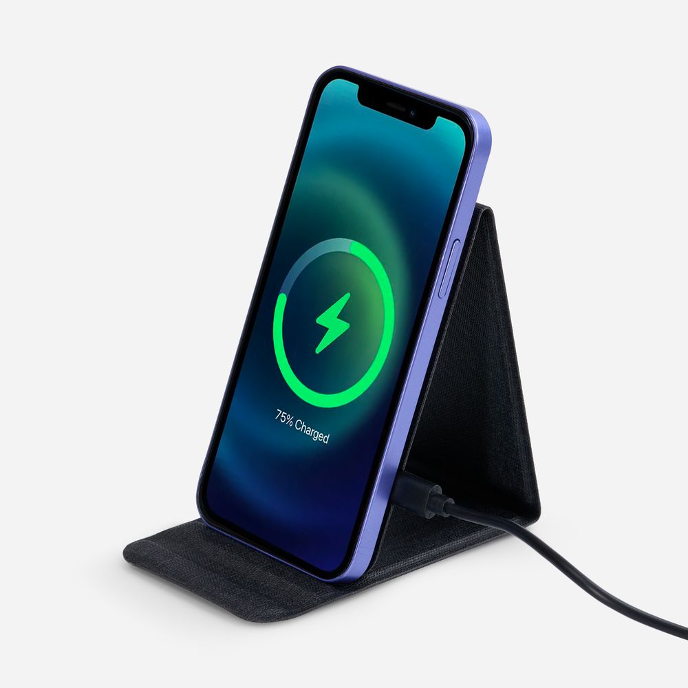 Подставка для смартфона с беспроводной зарядкой Kickstand, серая — фото 7
